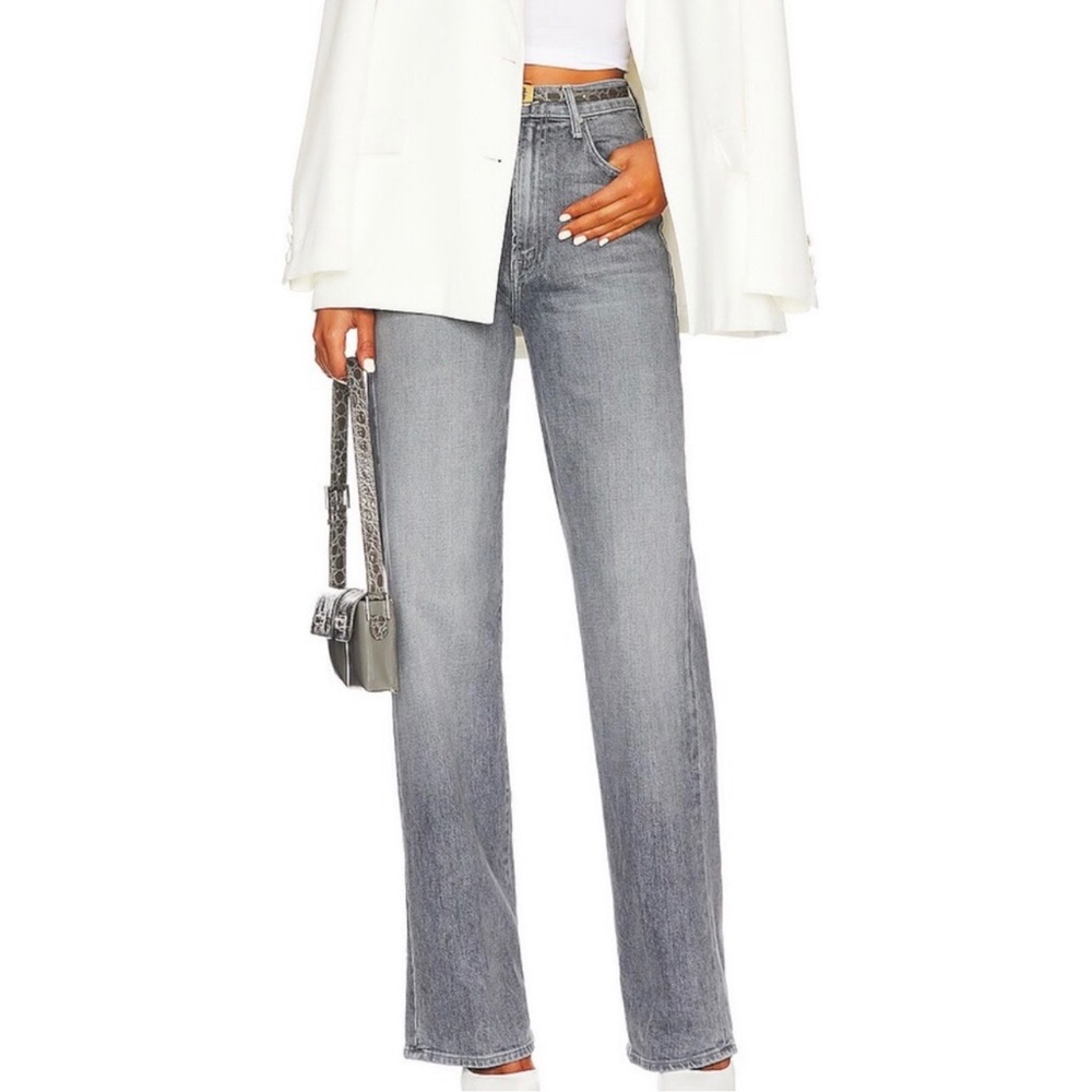 MOTHER The Maven Heel High Rise Wide Leg Jeans Barely Grey 32 NWT